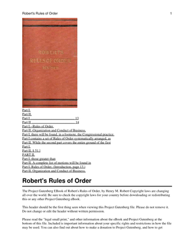 Robert's Rules of Order 1