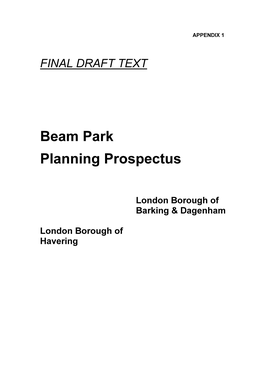 Beam Park Planning Prospectus
