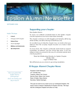 Epsilon Alumni Newsletter