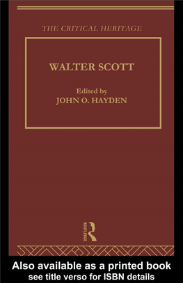 Walter Scott: the Critical Heritage the Critical Heritage Series