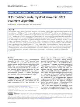 FLT3 Mutated Acute Myeloid Leukemia: 2021 Treatment Algorithm Naval Daver 1, Sangeetha Venugopal1 and Farhad Ravandi1