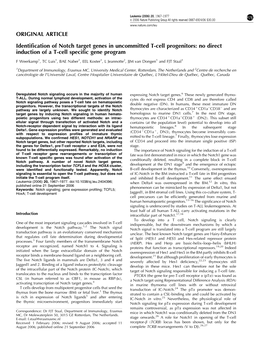 Identification of Notch Target Genes in Uncommitted T-Cell Progenitors: No Direct Induction of a T-Cell Specific Gene Program