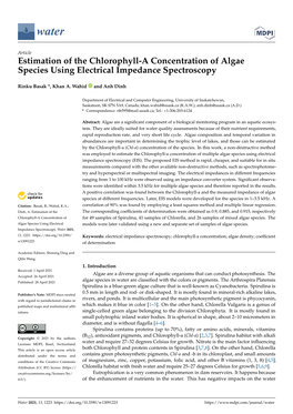 Estimation of the Chlorophyll-A Concentration of Algae Species Using Electrical Impedance Spectroscopy