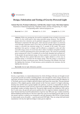 Design, Fabrication and Testing of Gravity-Powered Light