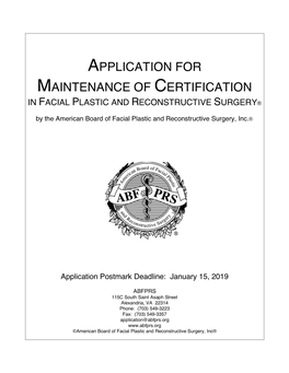 Application for Maintenance of Certification in Facial Plastic and Reconstructive Surgery®