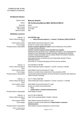 Curriculum Vitae Europeo