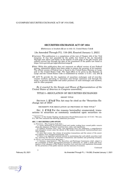 Securities Exchange Act of 1934, As Amended