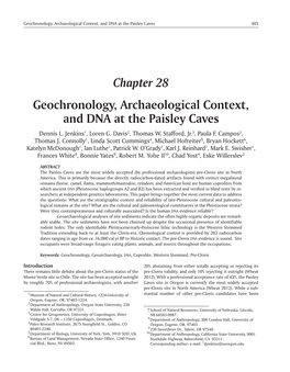 Chapter 28 Geochronology, Archaeological Context, and Dna at the Paisley Caves Dennis L