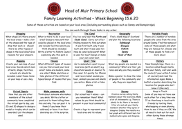 Head of Muir Primary School Family Learning Activities – Week Beginning 15.6.20