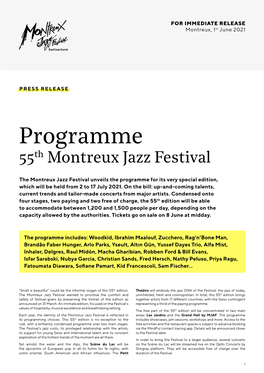 Programme 55Th Montreux Jazz Festival