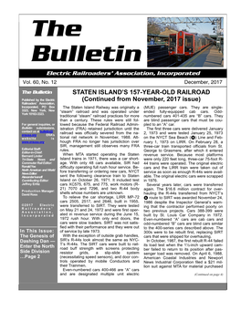 The Bulletin STATEN ISLAND’S 157-YEAR-OLD RAILROAD