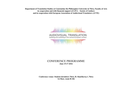 CONFERENCE PROGRAMME June 15-17 2016