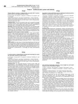 Track 6 Cardiovascular System and Obesity P152 P153 P154 P155