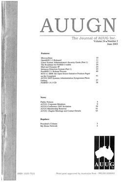 The Journal of AUUG Inc. Volume 24 ¯ Number 2 June 2003