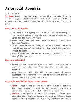 Asteroid Apophis