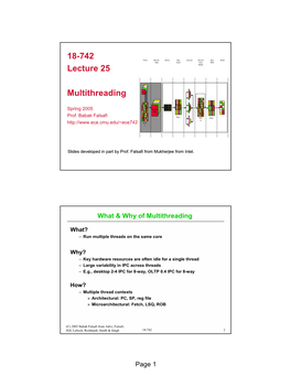 18-742 Lecture 25 Multithreading