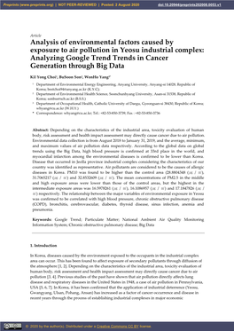 Analysis of Environmental Factors Caused by Exposure to Air Pollution in Yeosu Industrial Complex