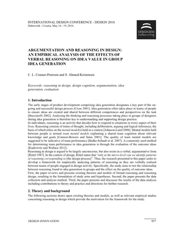 Argumentation and Reasoning in Design: an Empirical Analysis of the Effects of Verbal Reasoning on Idea Value in Group Idea Generation