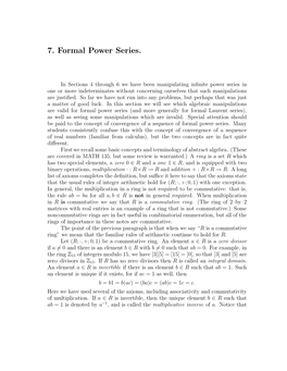 7. Formal Power Series