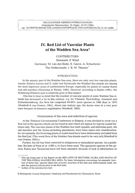 Red List of Vascular Plants of the Wadden Sea Area*