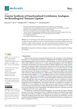 Concise Synthesis of Functionalized Cyclobutene Analogues for Bioorthogonal Tetrazine Ligation