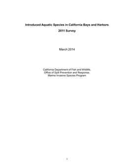 Introduced Aquatic Species in California Bays and Harbors