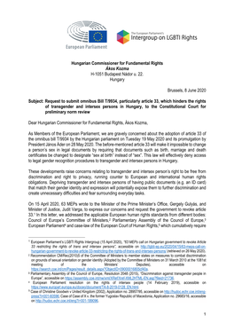 Hungarian Commissioner for Fundamental Rights Ákos Kozma H-1051 Budapest Nádor U