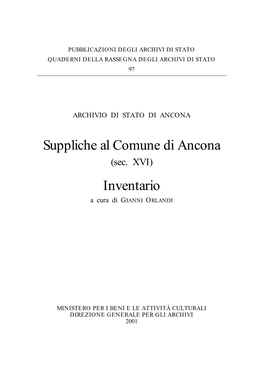 Suppliche Al Comune Di Ancona (Sec. XVI)