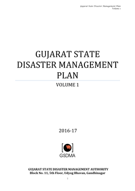 Gujarat State Disaster Management Plan Volume 1