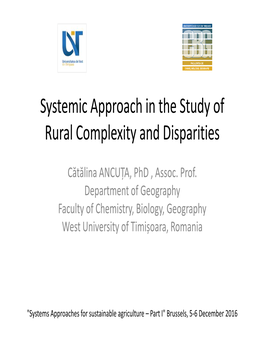 Systemic Approach in the Study of Rural Complexity and Disparities