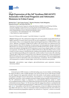 High Expression of the Sd Synthase B4GALNT2 Associates with Good