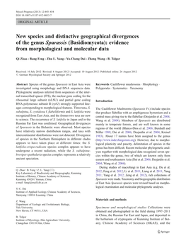 (Basidiomycota): Evidence from Morphological and Molecular Data