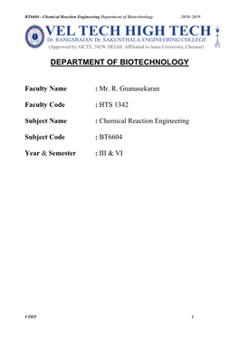 Department of Biotechnology 2018–2019