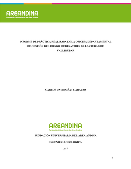 Informe De Práctica Realizada En La Oficina Departamental De Gestión Del Riesgo De Desastres De La Ciudad De Valledupar