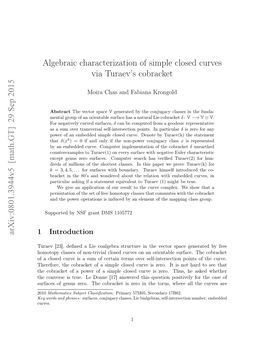 An Algebraic Characterization of Simple Closed Curves on Surfaces with Boundary, Journal of Topology and Analysis (JTA), Volume: 2, Issue: 3(2010) Pp