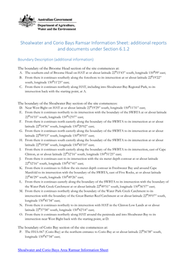 Shoalwater and Corio Bays Area Additional Reports and Documents