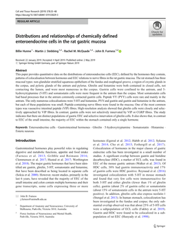 Distributions and Relationships of Chemically Defined Enteroendocrine Cells in the Rat Gastric Mucosa