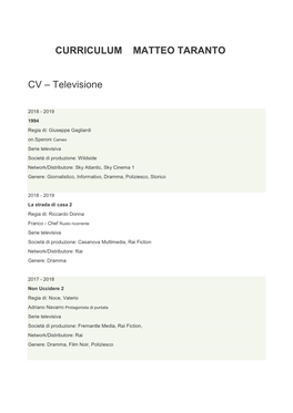 Curriculum Matteo Taranto Cv