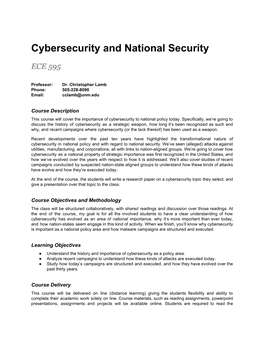 Cybersecurity and National Security