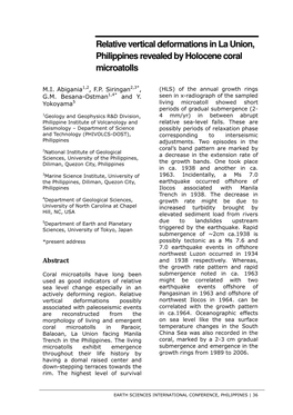 Relative Vertical Deformations in La Union, Philippines Revealed by Holocene Coral Microatolls