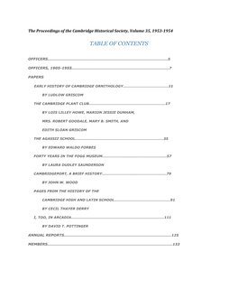 Table of Contents