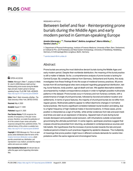 Reinterpreting Prone Burials During the Middle Ages and Early Modern Period in German-Speaking Europe