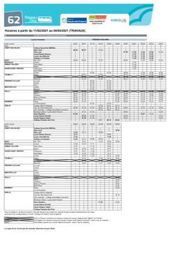 Horaires À Partir Du 11/02/2021 Au 04/04/2021 (TRAVAUX)