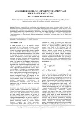 Memristor Modeling Using Finite Element and Spice Based Simulation