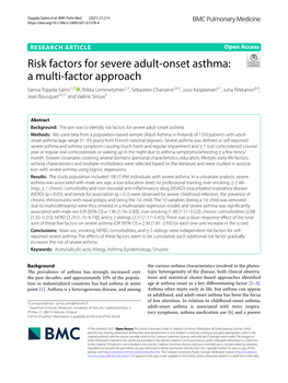 Risk Factors for Severe Adult-Onset Asthma