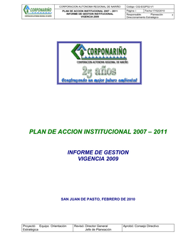 Plan De Accion Institucional 2007
