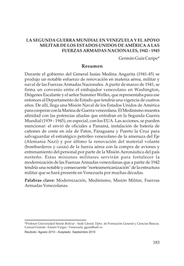 La Segunda Guerra Mundial En Venezuela Y El Apoyo Militar De Los