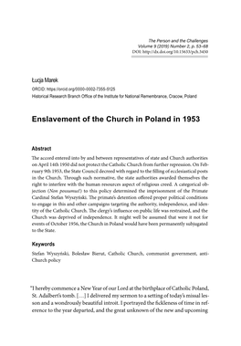 Enslavement of the Church in Poland in 1953