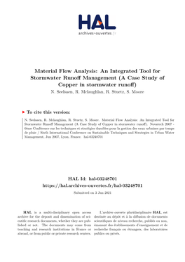 An Integrated Tool for Stormwater Runoff Management (A Case Study of Copper in Stormwater Runoff) N