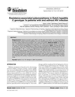 Resistance-Associated Polymorphisms in Dutch Hepatitis C Genotype 1A Patients with and Without HIV Infection